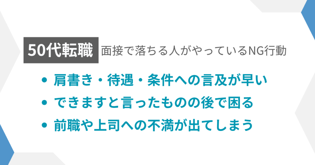 見出し:面接で落ちる人がやっているNG行動