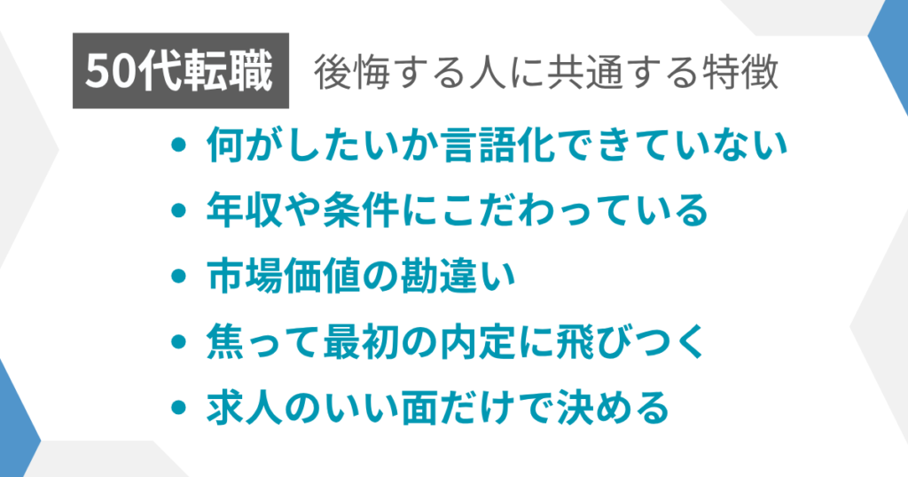見出し：後悔する人に共通する特徴