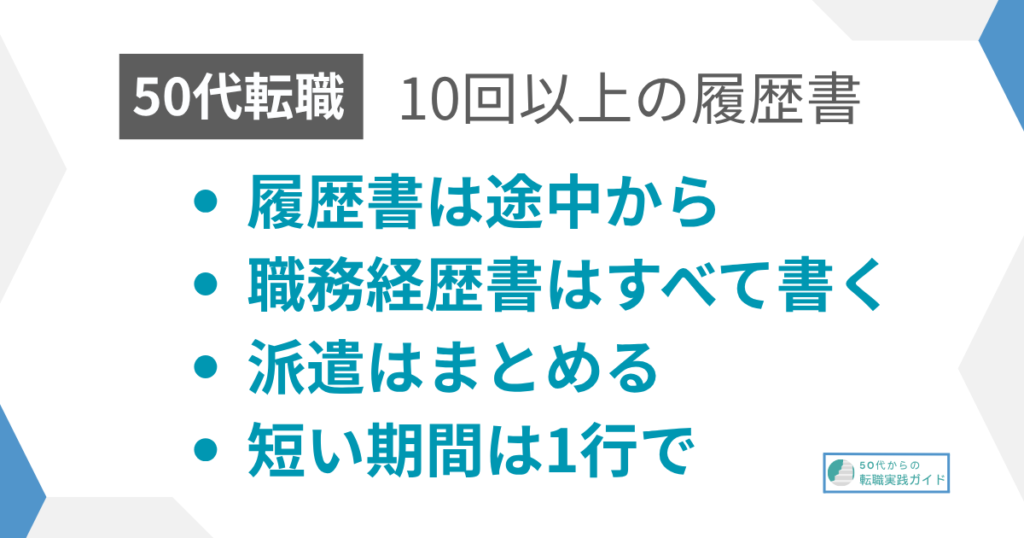 見出し:転職10回以上の履歴書